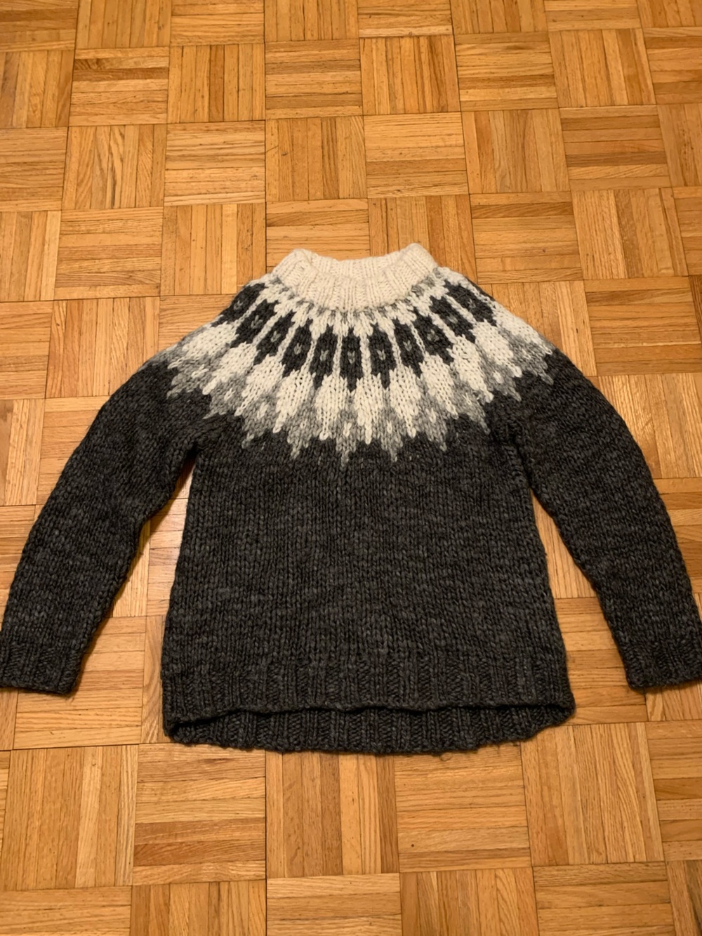 Minimum Charcoal and Cream Nordic Yoke Turtleneck Sweater